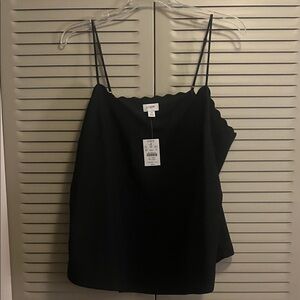 NWT J. Crew Black Scalloped Camisole